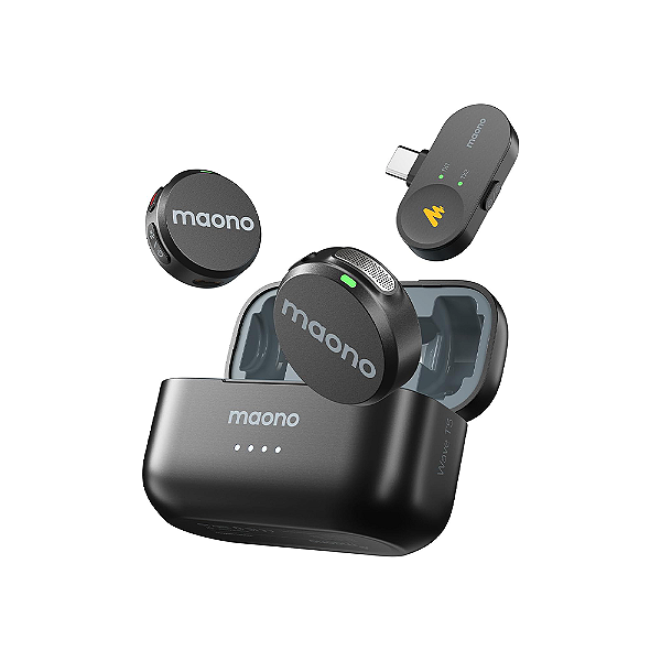 Microfone De Lapela Sem Fio Maono Wave T5 USB Tipo C WM650