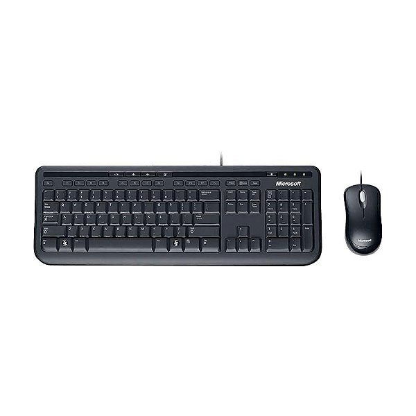 Kit Teclado E Mouse Microsoft  Wired Multimídia 600 Preto
