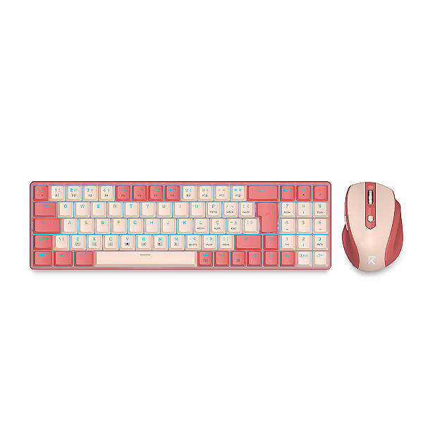 Kit Mouse e Teclado Mecânico Sem Fio Redragon Rosa e Creme