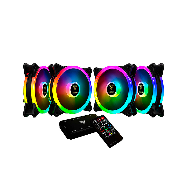 Kit 4 Fan Gamdias Aeolus M2-1204r Rgb Com Controladora 120mm