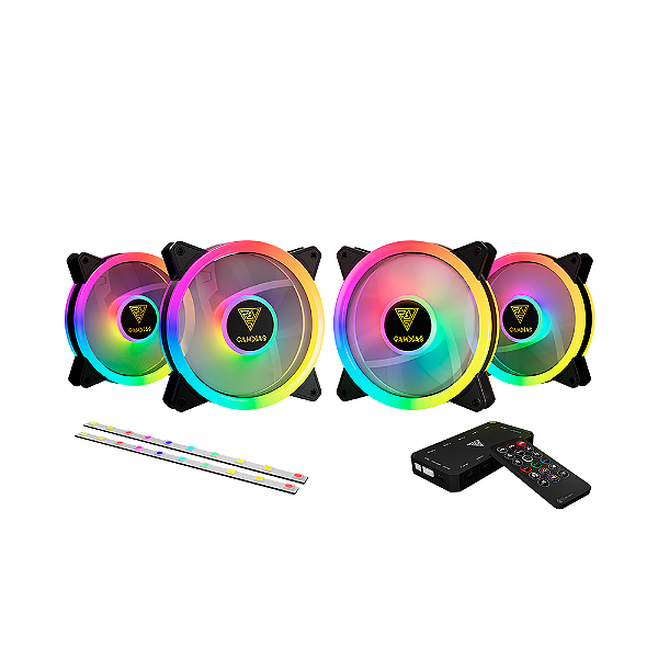 Kit 4 Fans Gamdias Aeolus M2-1204r Rgb 120mm + 2 Fitas LED