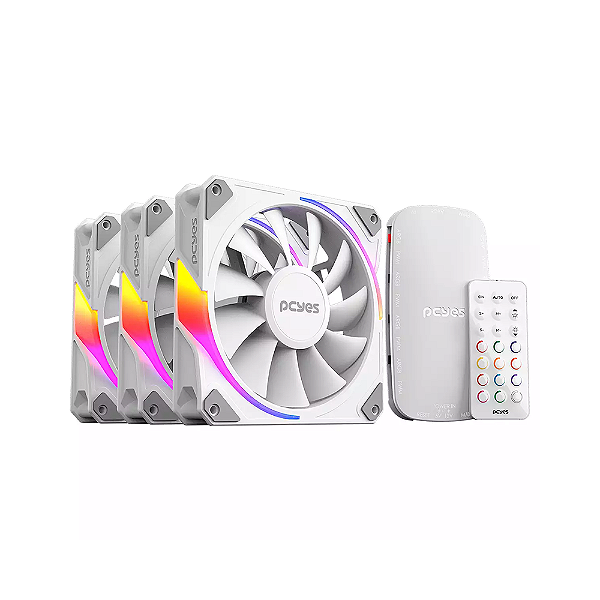 Kit 3 Fans ARGB Pcyes Sangue Frio 3 White Ghost 120Mm K3Argbsf3Wgbr