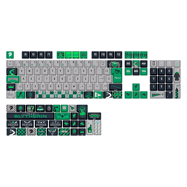 Keycaps Redragon Harry Potter Hogwart’s Slytherin Cinza e Verde