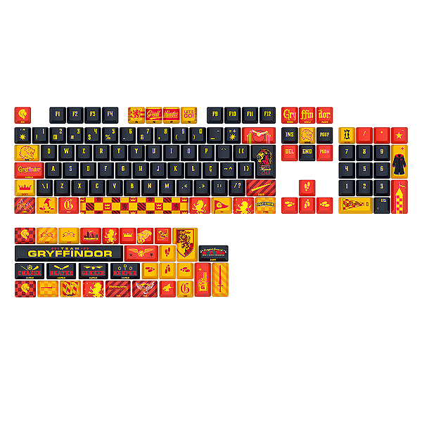 Keycaps Redragon Harry Potter Hogwart’s Griffyndor Preto, Grifinória, Vermelho e Amarelo