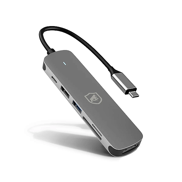 Hub Gshield Tipo C 6 portas USB C + USB 2.0 + USB 3.0 + SD/TF + HDMI 4K