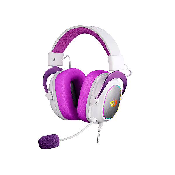 Headset Gamer Redragon Zeus X Branco Com Roxo Rgb H510wp-rgb