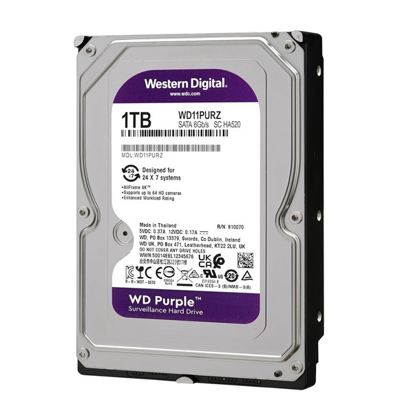 HD Sata 3.5" DVR CFTV 1TB Western Digital Purple - WD10PURZ
