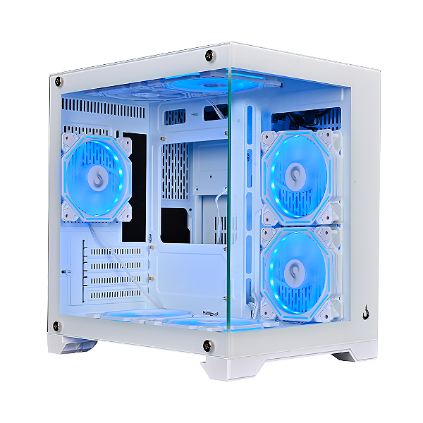 Gabinete Rise Mode Galaxy Glass M Mini M-ATX Lateral e Frontal em Vidro Temperado Branco