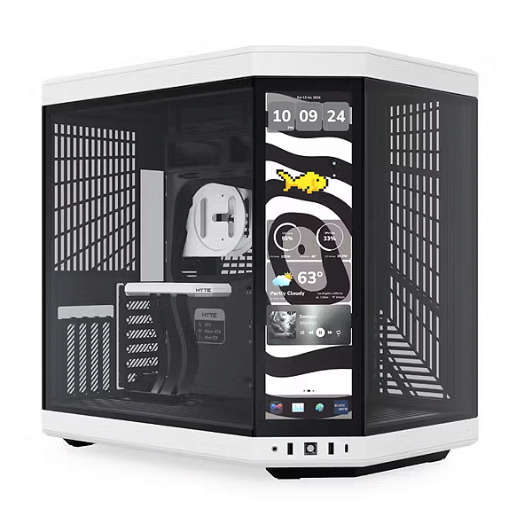 Gabinete Hyte Y70 Infinite Touch Panda Display 14.9" Mid Tower Sem Fan Branco e Preto
