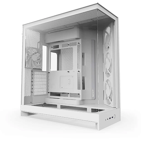 Gabinete Gamer NZXT H9 Flow RGB Frontal Diagonal 4 Fans Branco