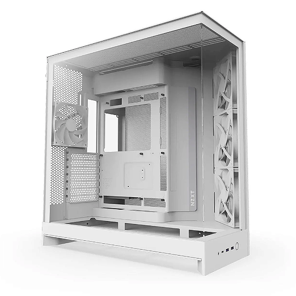 Gabinete Gamer NZXT H9 Flow Frontal Diagonal 4 Fans Branco