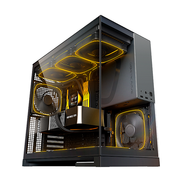 Gabinete Gamer Geometric Future Model 5 Com 5 Fans Preto e Cinza