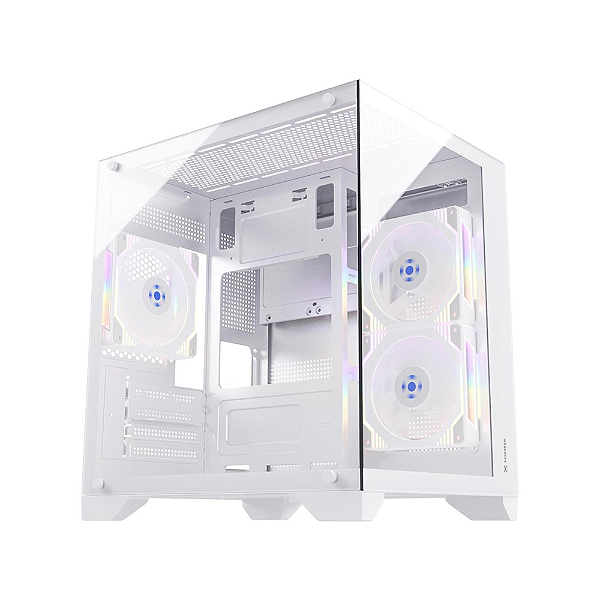 Gabinete Gamer Fortrek Clarity Branco Lateral Vidro