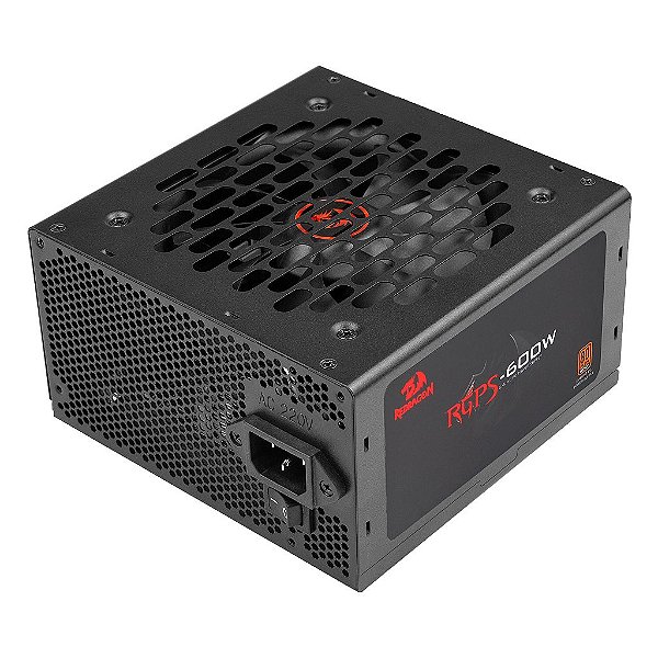 Fonte Gamer Redragon RGPS 600W 80 Plus Bronze ATX PFC Ativo Full Range GC-PS024