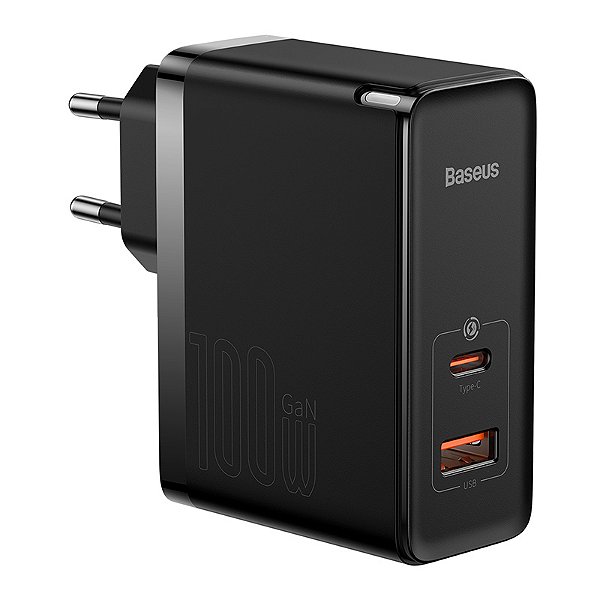 Fonte Carregador Turbo Baseus GaN5 Pro Fast Charger USB 100W Macbook Preto