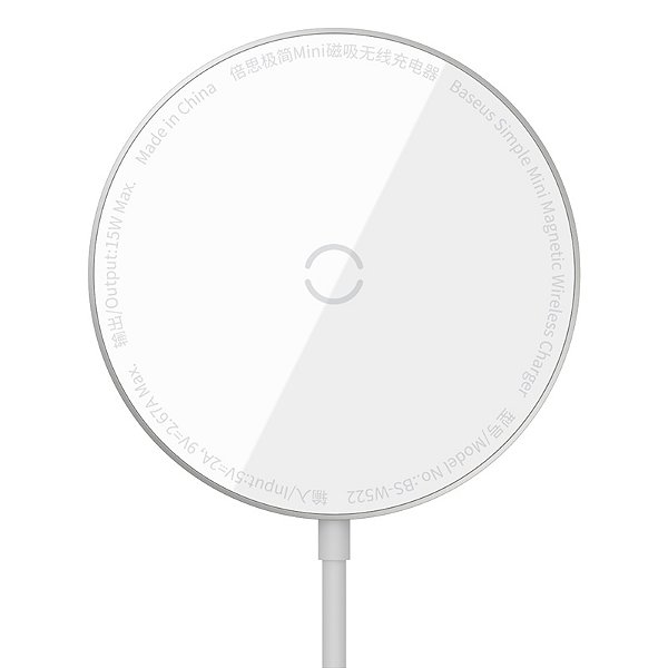 Carregador Sem Fio Magnético Baseus Simple Mini BS-W522 15W Branco