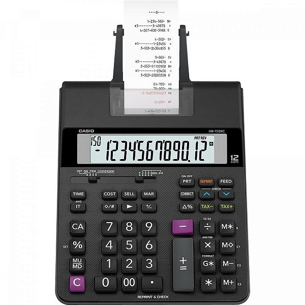 Calculadora Casio Com Bobina Compacta Hr150rc-b Preta