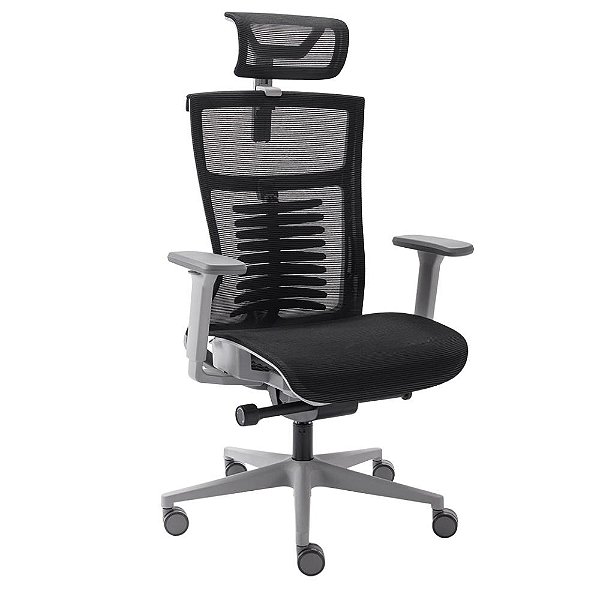 Cadeira De Escritório Ergonômica Elements Vertta Special Cinza e Preta