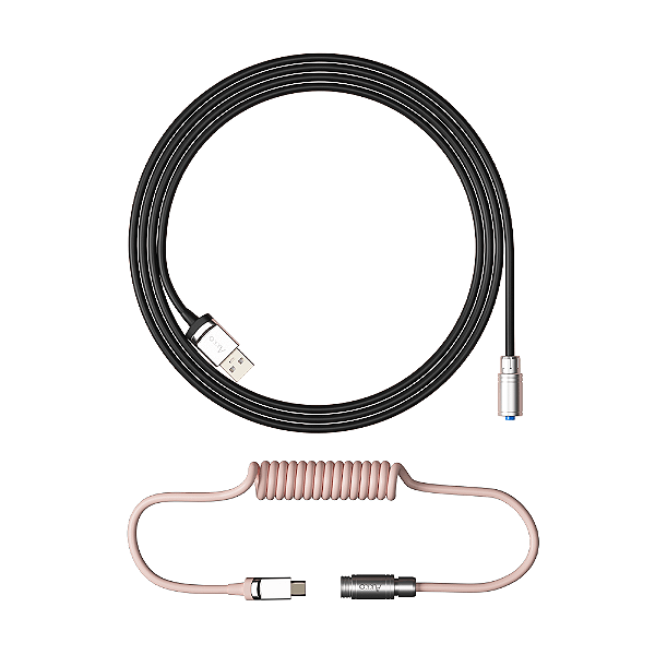 Cabo Para Teclado Enrolado Akko Aviator Black And Pink