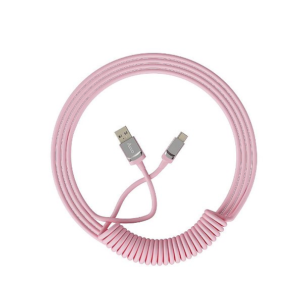 Cabo Enrolado Akko Rosa Usb C Para Teclado