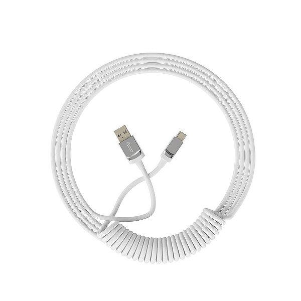 Cabo Enrolado Akko Branco Usb C Para Teclado