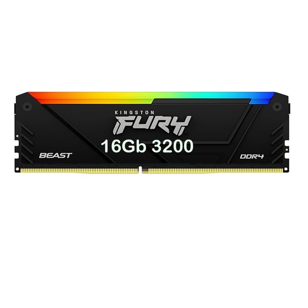 Memoria para Desktop DDR4 16GB 3200Mhz Kingston Fury Beast Black RGB - KF432C16BB12A/16