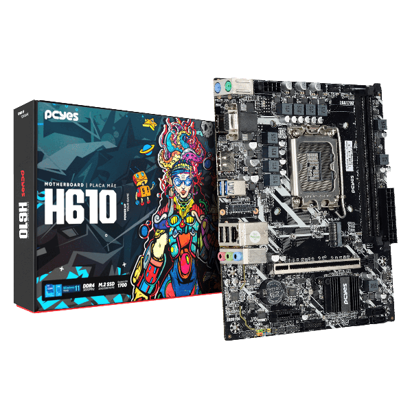 Placa Mae Intel (LGA1700) PcYes H610, DDR4, M.2, HDMI, DP, VGA