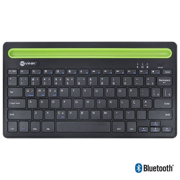 Teclado Sem Fio Bluetooth 3.0 Dynamic Smart Abnt com Suporte para Tablet Ou Celular - Preto - Dt200