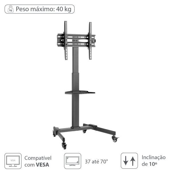 Suporte Rack Para Tvs de 37-70" Até 35Kg com Bandeja - Sr150