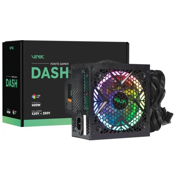 Fonte ATX 600W Vinik Dash RGB - VFG600WPR
