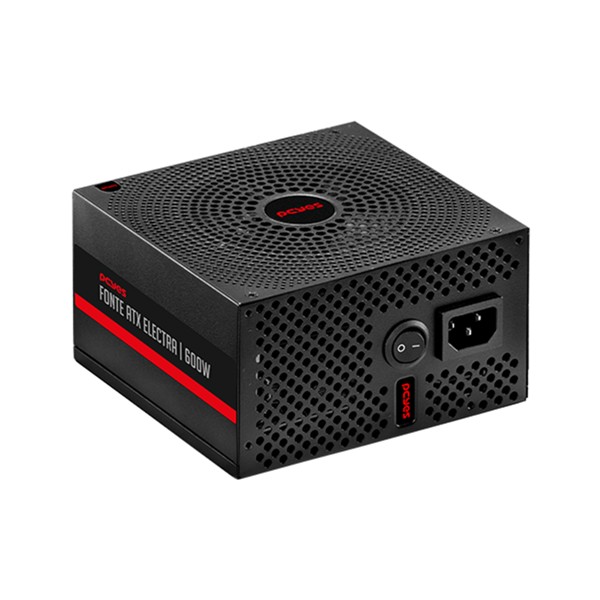 Fonte ATX 600W PcYes 80 Plus Electro V2 Series Pfc Ativo - Elec600W