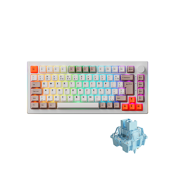 Teclado Akko Steam Engine 5075s Branco S/ Cream Blue Abnt2