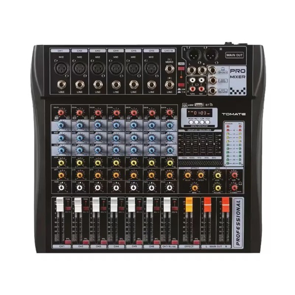 Mesa de Som 8 Canais Tomate TYT-008 com MP3 e Efeitos + EQ