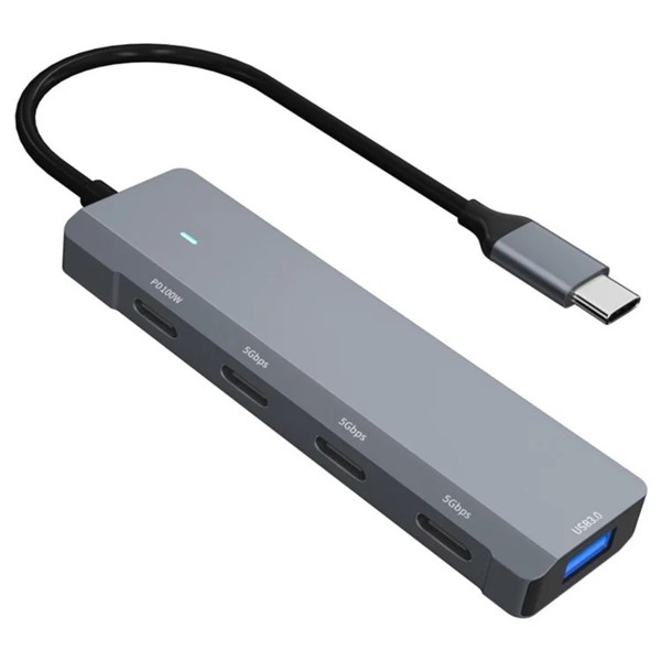 Hub USB-C para 1xUsb 3.0, 3xUsb-C, 1xPD100W -  Shinka ADS-311