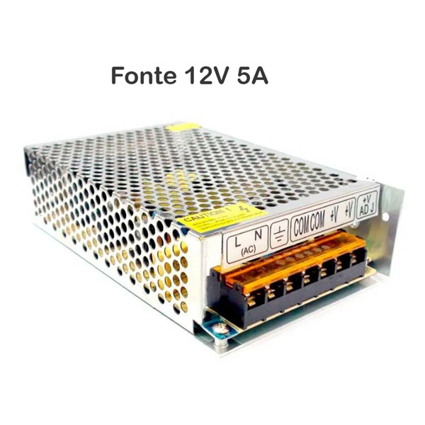 Fonte Chaveada Estabilizada 12V 5A - Ideal para CFTV