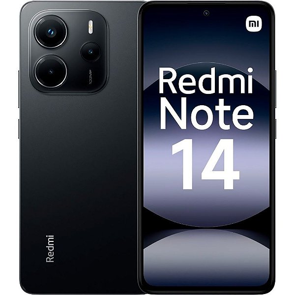Celular Smartphone Xiaomi Redmi Note 14 256GB Tela 6,67" Câm. Tripla + Selfie 20MP Preto