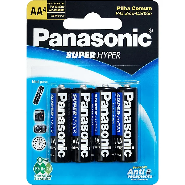 Pilha Zinco 1,5V AA UM-3SHS (C/4 Pilhas) Panasonic