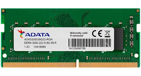 Memoria para Notebook DDR4 8GB 3200Mhz Adata CL22 - AD4S32008G22-SGN