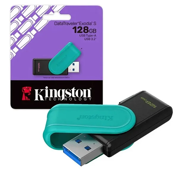 Pen Drive 128Gb Kingston Datatraveler Exodia S Azul Turquesa USB 3.2 -DTXS/128GB