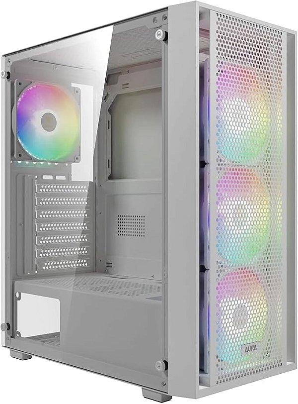 Gabinete Liketec Gamer Storm Mid Tower Vidro Temperado ARGB C/3 Fans - Branco