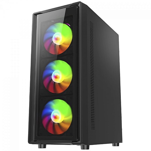 Gabinete Gamer Liketec Sigma, Mid Tower, Vidro Temperado, ATX, Sem Fonte, Com 3 Fans Preto
