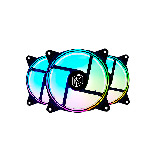 Cooler 120X120X25Mm Kit com 3 Fan ARGB Liketec Lighter com controladora Preto -LF-UNRGB-LIGHTE-3C