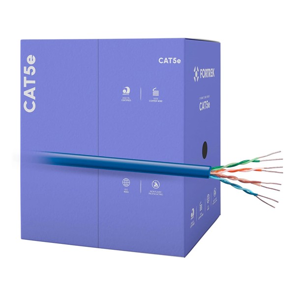 Cabo de Rede Lan Cat5E 24Awg Fortrek FK500C Azul - Caixa 305 Metros