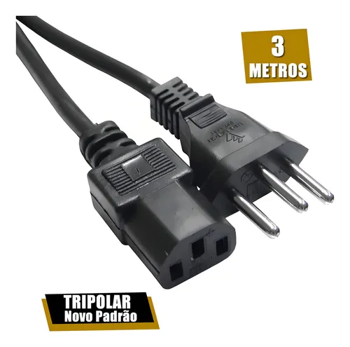 Cabo de Energia para Fonte ATX 3 metros 10 amperes