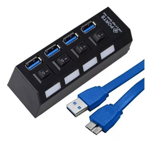 Hub USB 4 Portas Usb-A 3.0 Shinka  / Tomate Botão On/Off - HUB4P-3.0