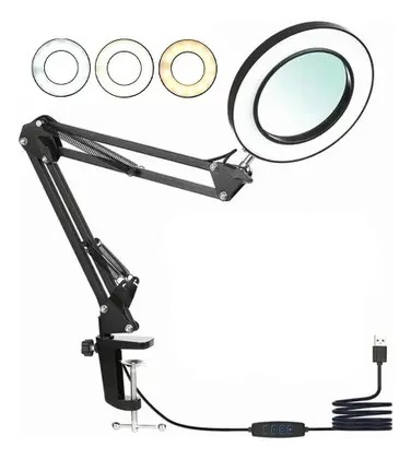 Lupa e Luminária de LED Ring Light 6"  - Tomate MLG-116
