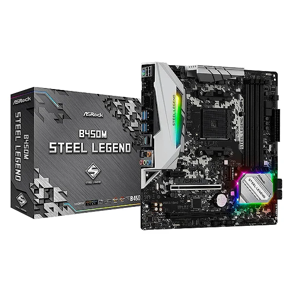 Placa Mae AMD (AM4) ASROCK B450M Steel Legend DDR4 HDMI DisplayPort  AM4 90-MXB9Y0-A0BAYZ