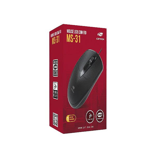 Mouse USB MS-31BK  Preto C3Tech