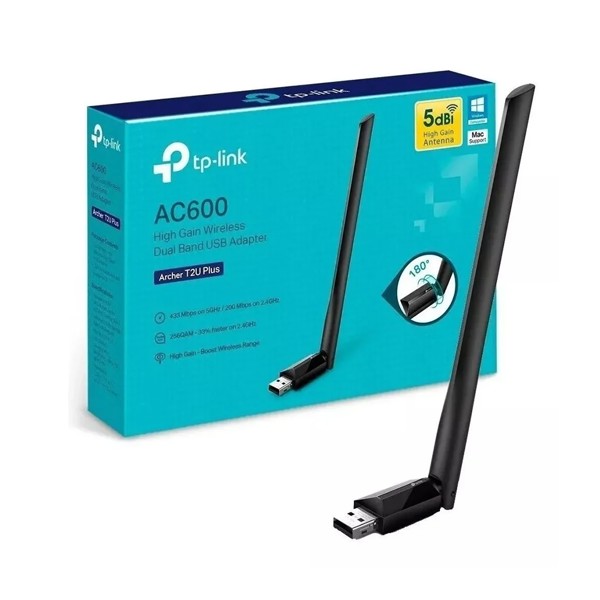 Adaptador Wireless USB AC600 Dual Band com Antena T2U Plus - TP-Link