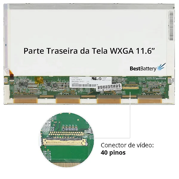 Tela para Notebook 11.6" Polegadas Comum 40 Pinos Direito 1366 x 768 (HD) B116XW02 V.0